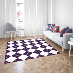 White Midnight Blue Diagonal Square Pattern Rug 2