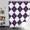 White Midnight Blue Diagonal Square Pattern Shower Curtain