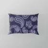 White Paisley Pattern On Blue Background Pillow Case