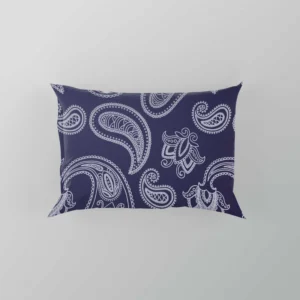 White Paisley Pattern On Blue Background Pillow Case