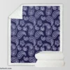 White Paisley Pattern On Blue Background Sherpa Fleece Blanket