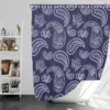 White Paisley Pattern On Blue Background Shower Curtain