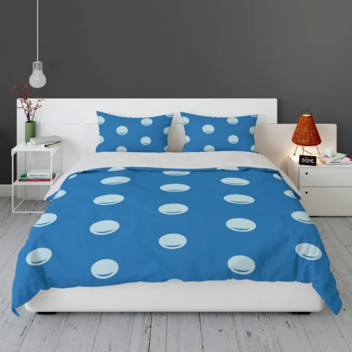 White Polka Dot On Blue Bedding Set 1