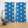 White Polka Dot On Blue Curtain