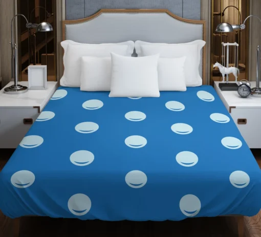 White Polka Dot On Blue Duvet Cover