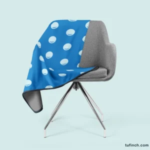 White Polka Dot On Blue Fleece Blanket 2