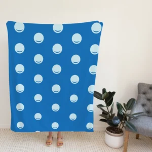 White Polka Dot On Blue Fleece Blanket