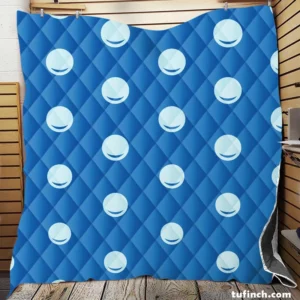 White Polka Dot On Blue Quilt Blanket