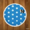 White Polka Dot On Blue Round Beach Towel