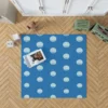 White Polka Dot On Blue Rug