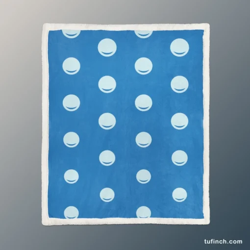 White Polka Dot On Blue Sherpa Fleece Blanket 1