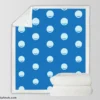 White Polka Dot On Blue Sherpa Fleece Blanket