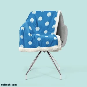 White Polka Dot On Blue Sherpa Fleece Blanket 2