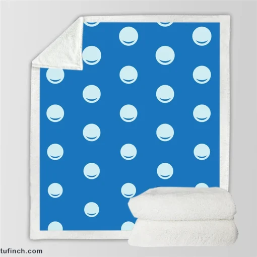 White Polka Dot On Blue Sherpa Fleece Blanket