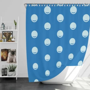 White Polka Dot On Blue Shower Curtain