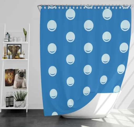 White Polka Dot On Blue Shower Curtain