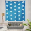 White Polka Dot On Blue Wall Tapestry