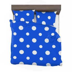 White Polka Dots On Blue Background Bedding Set 2