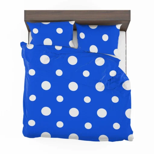 White Polka Dots On Blue Background Bedding Set 2