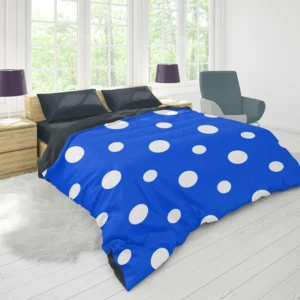 White Polka Dots On Blue Background Duvet Cover 1