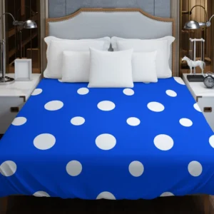 White Polka Dots On Blue Background Duvet Cover