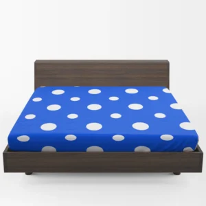 White Polka Dots On Blue Background Fitted Sheet 1