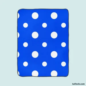 White Polka Dots On Blue Background Fleece Blanket 1