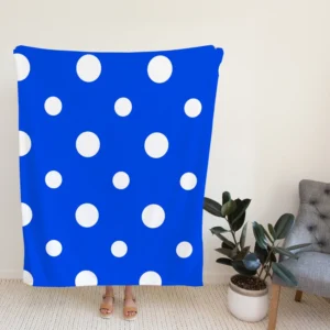 White Polka Dots On Blue Background Fleece Blanket