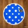 White Polka Dots On Blue Background Round Beach Towel