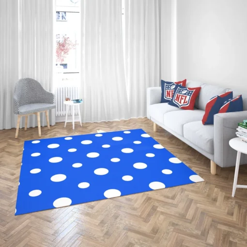 White Polka Dots On Blue Background Rug 2