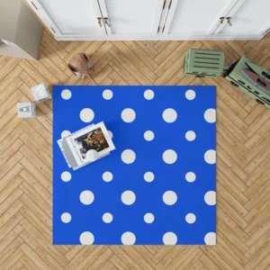 White Polka Dots On Blue Background Rug