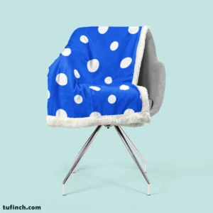 White Polka Dots On Blue Background Sherpa Fleece Blanket 2