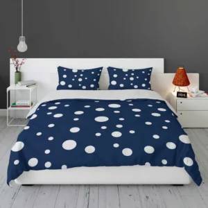 White Polka Dots On Deep Sapphire Bedding Set 1