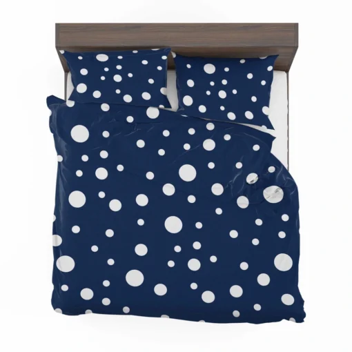 White Polka Dots On Deep Sapphire Bedding Set 2