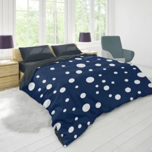 White Polka Dots On Deep Sapphire Duvet Cover 1