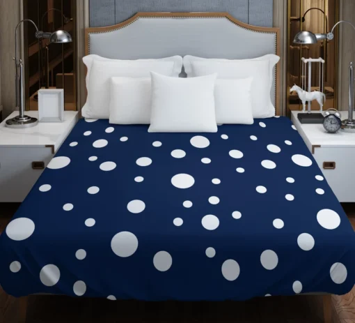 White Polka Dots On Deep Sapphire Duvet Cover