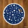 White Polka Dots On Deep Sapphire Round Beach Towel