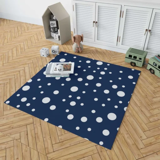 White Polka Dots On Deep Sapphire Rug 1