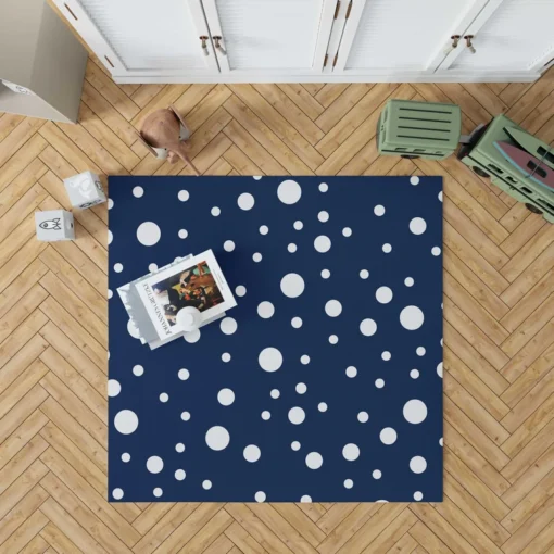 White Polka Dots On Deep Sapphire Rug