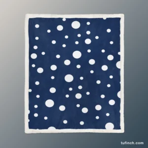 White Polka Dots On Deep Sapphire Sherpa Fleece Blanket 1