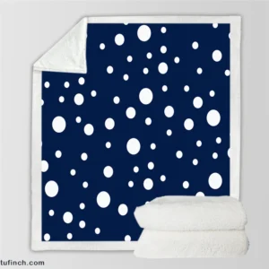 White Polka Dots On Deep Sapphire Sherpa Fleece Blanket