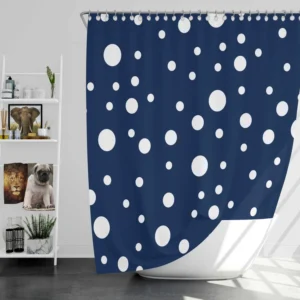 White Polka Dots On Deep Sapphire Shower Curtain