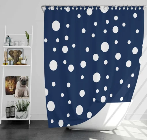 White Polka Dots On Deep Sapphire Shower Curtain