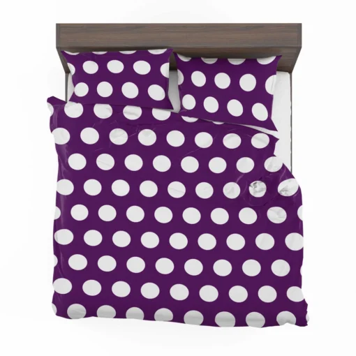 White Polka Dots On Purple Bedding Set 2