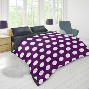 White Polka Dots On Purple Duvet Cover 1