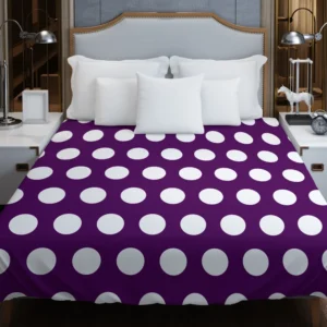 White Polka Dots On Purple Duvet Cover