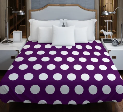 White Polka Dots On Purple Duvet Cover