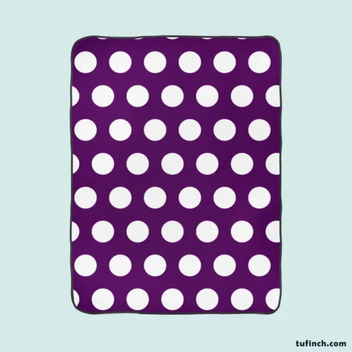 White Polka Dots On Purple Fleece Blanket 1