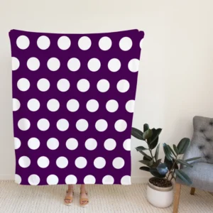 White Polka Dots On Purple Fleece Blanket