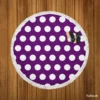 White Polka Dots On Purple Round Beach Towel